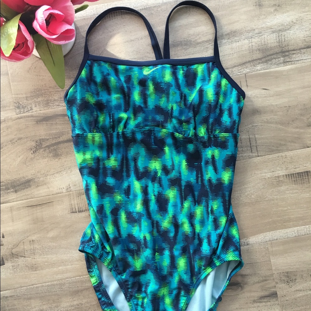 Nike Athletic Green Swimsuit Bikini One Piece blue